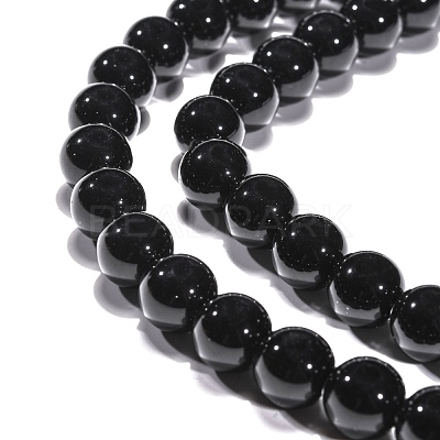 Synthetic Black Stone Beads Strands X-G-G088-10mm-1