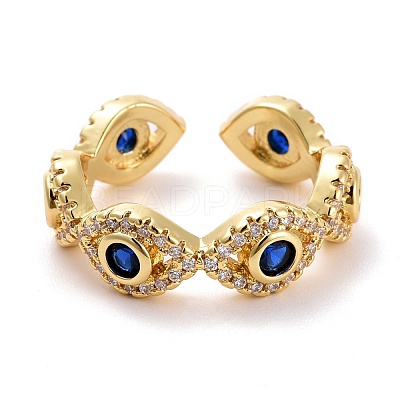 Evil Eye Cubic Zirconia Cuff Ring X-RJEW-E170-08G-1