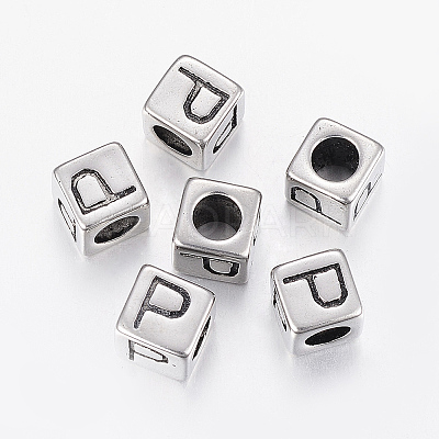 304 Stainless Steel Large Hole Letter European Beads STAS-H428-01AS-P-1