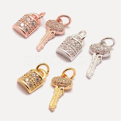 Brass Micro Pave Grade AAA Cubic Zirconia Charms ZIRC-G090-29-NR-1