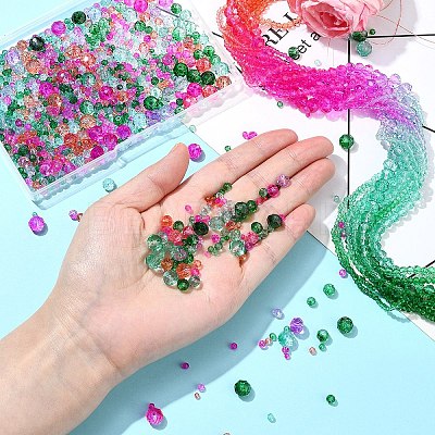 6 Styles Gradient Color Transparent Painted Glass Beads Strands DGLA-YW0001-28A-1