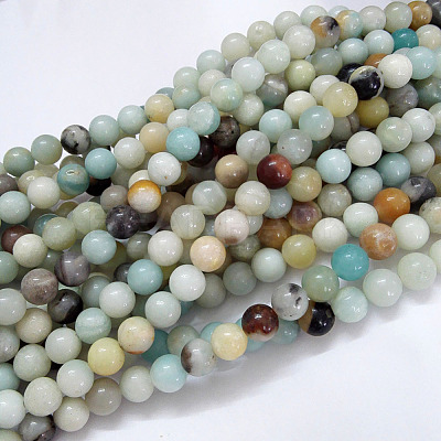 Natural Flower Amazonite Beads Strands X-G-G692-01-10mm-1