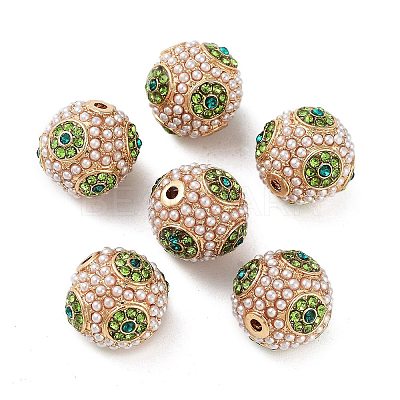 Golden Plated Alloy Rhinestone Beads FIND-E046-14G-03-1