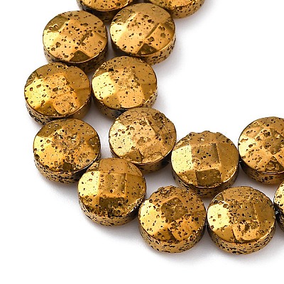 Electroplated Natural Lava Rock Beads Strands G-A256-F01-01E-1
