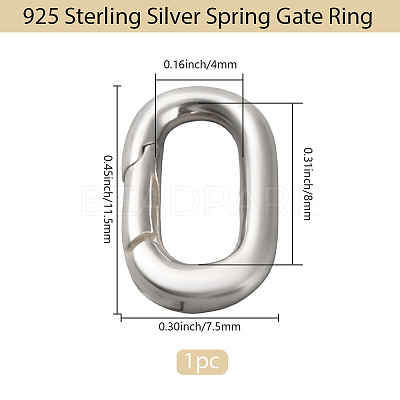 1Pc 925 Sterling Silver Spring Gate Rings STER-BBC0008-50D-1