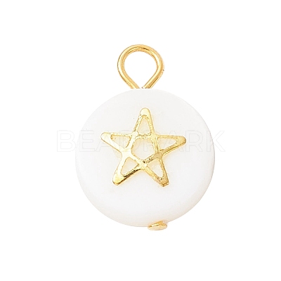 3Pcs 3 Styles Natural Freshwater Shell Flat Round Charms PALLOY-JF04018-02-1