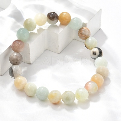 Natural Flower Amazonite Beads Stretch Bracelets BJEW-F380-01-B09-1