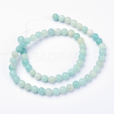 Natural Flower Amazonite Round Bead Strands G-L374-03-6mm-1