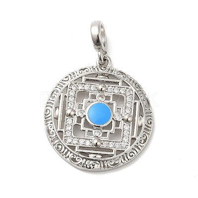 Rack Plating Brass Cubic Zirconia with Enaml Pendants KK-Q772-19P-1