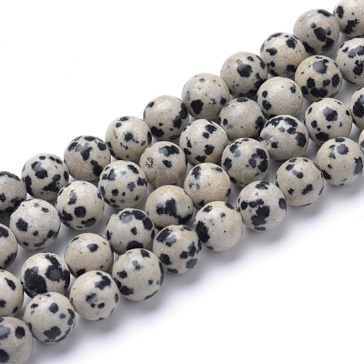 Natural Dalmatian Jasper Bead Strands X-G-R345-6mm-51-1