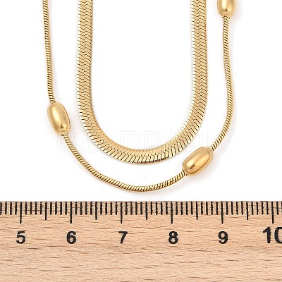 304 Stainless Steel Snake Chain Double Layer Necklaces for Women NJEW-Z072-03G-1