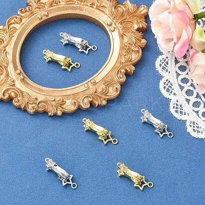 6Pcs 2 Colors Brass Micro Pave Clear Cubic Zirconia Interlocking Clasps KK-CJ0005-91-1