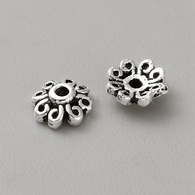 Retro 925 Sterling Silver Bead Caps STER-WH0007-17A-AS-1