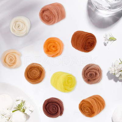 50G 10 Colors Needle Felting Wool Roving DIY-CP0013-77C-1