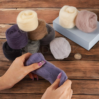50G 10 Styles Needle Felting Wool Roving DIY-TA0012-77-1