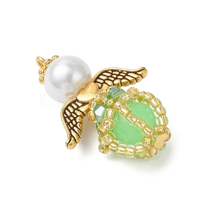 Luminous Handmade Glass Seed Beaded Angel Pendants PALLOY-MZ00963-03-1