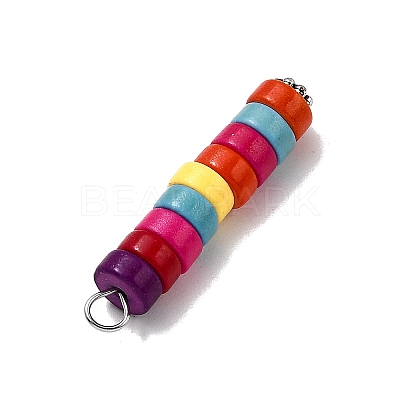 Dyed Synthetic Turquoise Column Pendants PALLOY-JF04536-01-1