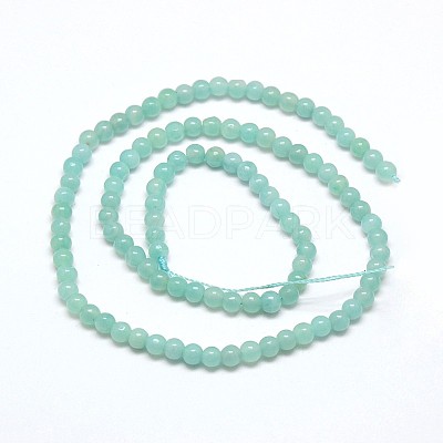 Natural Amazonite Round Bead Strands G-N0081-4mm-17-1