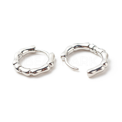 Brass Bamboo Shape Hoop Earrings for Women EJEW-G306-04P-1