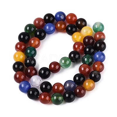 Natural Agate(Dyed & Heated) Beads Strands G-Q604-8MM-01-1