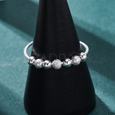 Rotatable 925 Sterling Silver Open Cuff Rings RJEW-S624-06S-1