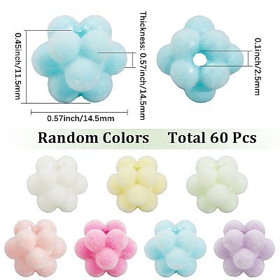 60Pcs Flocking Opaque Acrylic Beads MACR-SC0002-37-1