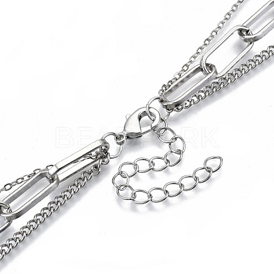 Zinc Alloy 3 Layered Necklaces NJEW-N047-004-RS-1