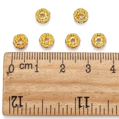 Brass Grade A Crystal Rhinestone Spacer Beads RB-A006-6MM-G-1