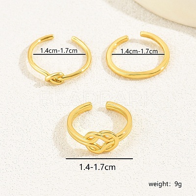 3Pcs 3 Styles Brass Knot Open Cuff Toe Rings for Daily GY1534-1