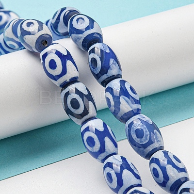 Blue Tibetan Style dZi Beads Strands TDZI-NH0001-C11-01-1