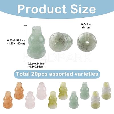 20Pcs atural Red Aventurine & Green Aventurine & Blue Aventurine & Quartz Crystal & Rose Quartz Beads G-YW0002-62-1