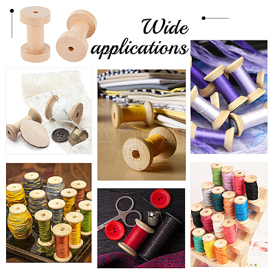 Retro Wood Sewing Cross Stitch Embroidery Thread Storage Bobbins WOOD-WH0124-66-1