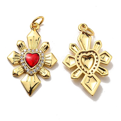 Rack Plating Brass Cubic Zirconia Pendants X-KK-D026-31G-1