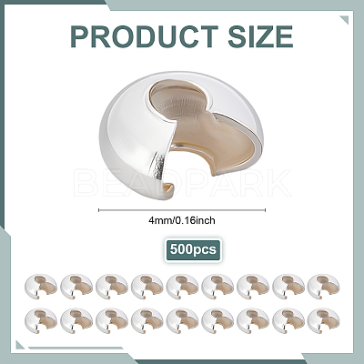 500Pcs Iron Crimp Beads Covers IFIN-ME0001-23B-1
