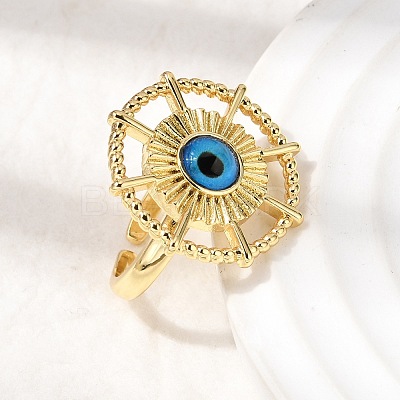 Brass Resin Cuff Open Rings for Women RJEW-K264-13G-1