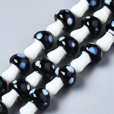 Mushroom Handmade Lampwork Beads Strands LAMP-R116-11-1