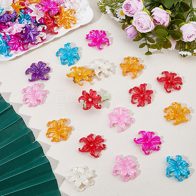 70Pcs 7 Colors Opaque Acrylic Bead Caps OACR-DC0001-51-1