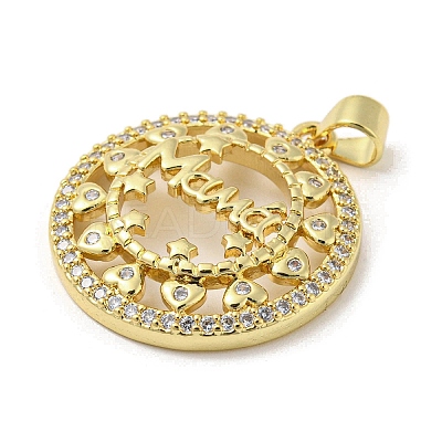 Mother's Day Theme Rack Plating Brass Micro Pave Cubic Zirconia Pendants KK-F869-20G-05-1