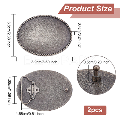 Alloy Oval Belt Buckles BUTT-WH0024-006-1