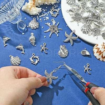 50Pcs 10 Style Tibetan Style Alloy Pendants TIBEP-CJ0003-47-1