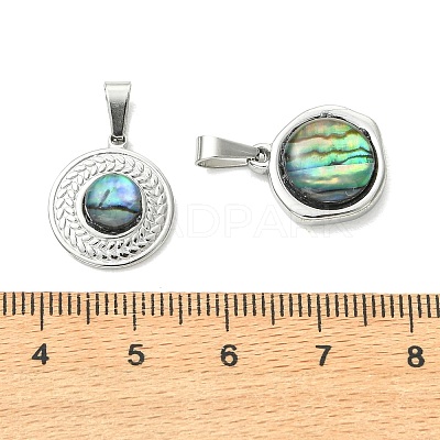 Natural Paua Shell & Acrylic  Pendants PALLOY-JF05942-02-1