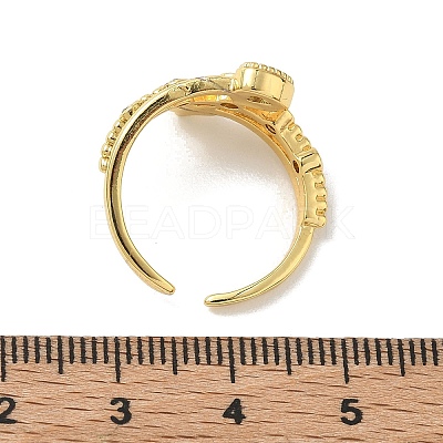 Brass Micro Pave Cubic Zirconia Cuff Open Rings RJEW-C163-11G-1