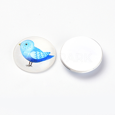 Printed Glass Flat Back Cabochons GGLA-Q056-012-20mm-1