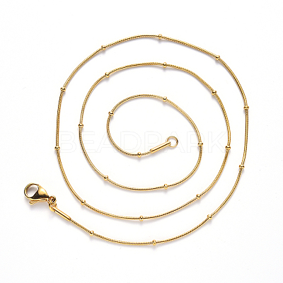 PVD Vacuum Plating 304 Stainless Steel Round Snake Chain Necklace NJEW-S420-009C-G-1