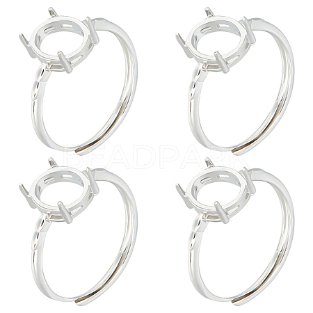 4Pcs Adjustable Brass Solitaire Ring Settings KK-BBC0011-85-1