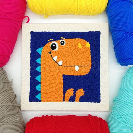 Dinosaur Punch Embroidery Supplies Kit DIY-H155-14-1