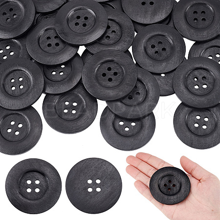 30Pcs Wood Buttons BUTT-OC0001-50B-1