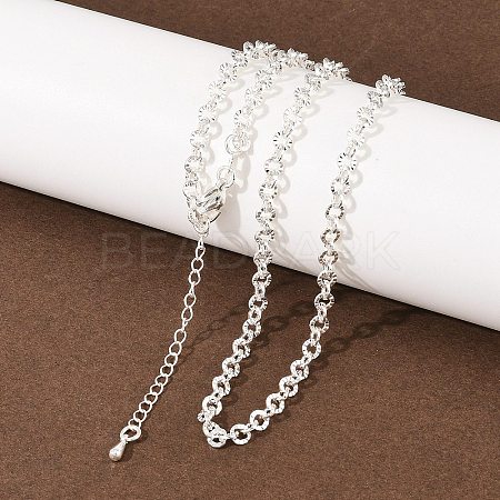 4MM Brass Textured Rolo Chain Necklaces for Men Women NJEW-L012-05S-1