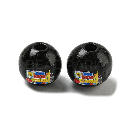 Printed Wood European Beads WOOD-L020-D05-1