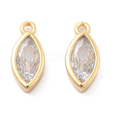Brass Micro Pave Clear Cubic Zirconia Charms KK-G516-27G-1